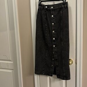 Long denim skirt.  Black wash. Size small